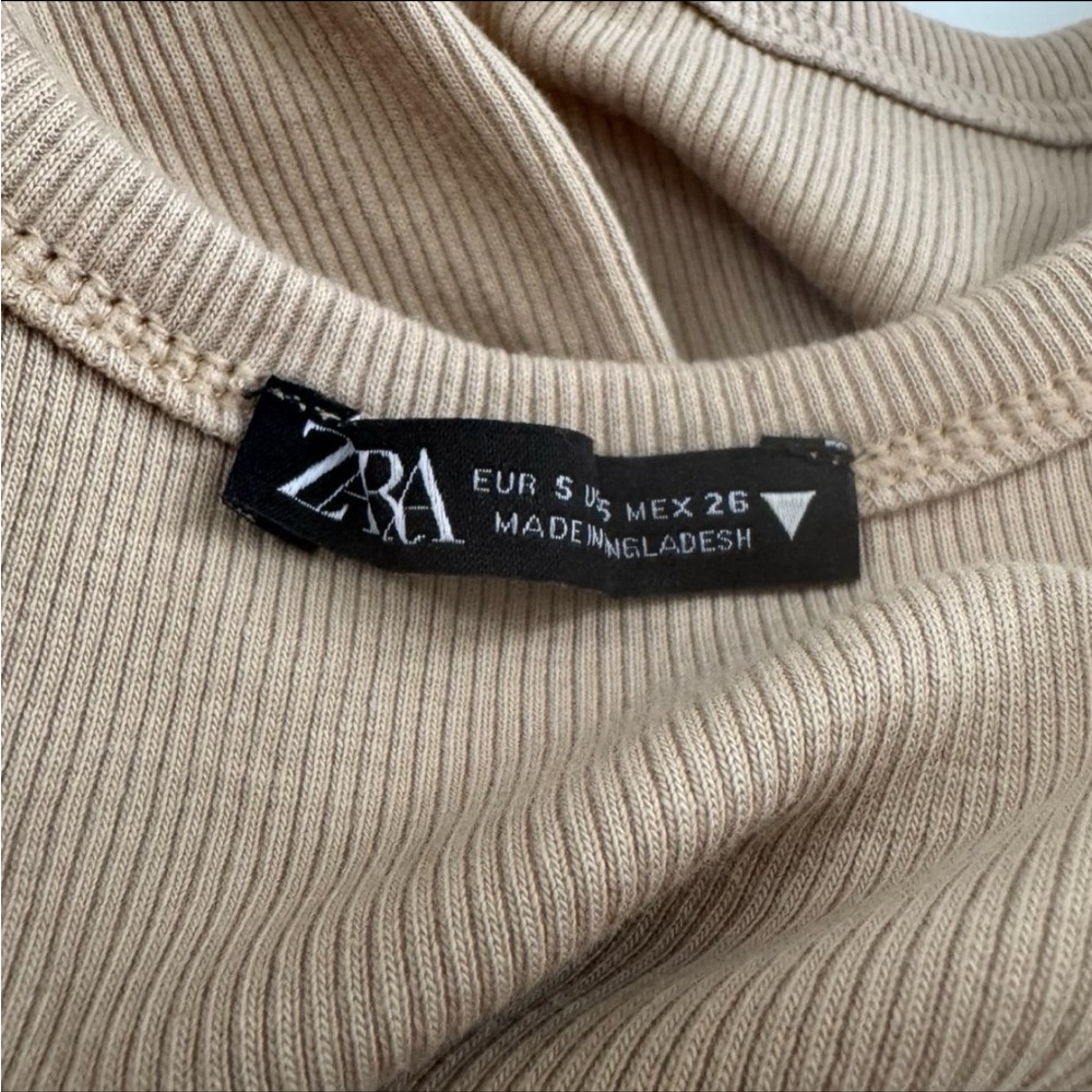 Zara Tan Ribbed Tank Top - Picture 3 of 3